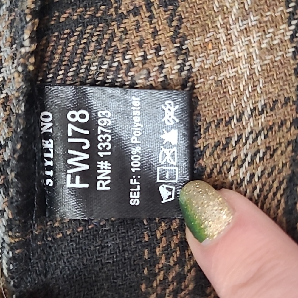 POL Black and Brown Plaid Oversized Pullover Flannel Size S - Picture 3 of 6